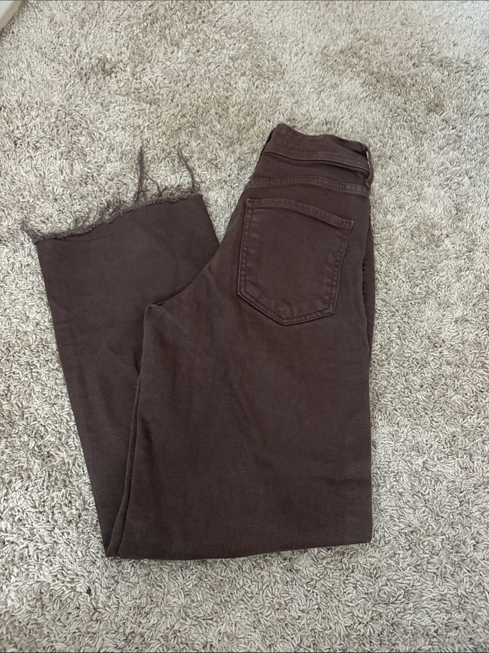 Women's Brown Frayed-Hem Jeans